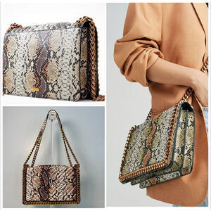 ALDO Greenwald Python Snakeskin Print Crossbody Bag Gold